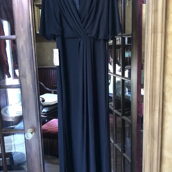 BHLDN Thorton Dress Maxi Gown Black Gathered Bodice Side Slit Pleating - Picture 4 of 6